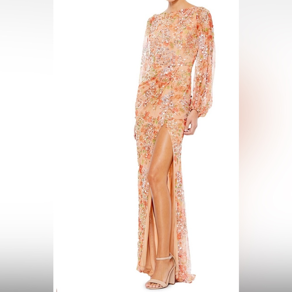 Mac Duggal Apricot sequenced Gown